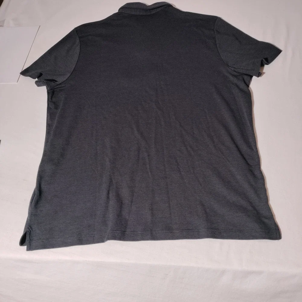 Banana Republic Mens Luxe Touch Performance Polo XXL Black Grey Striped